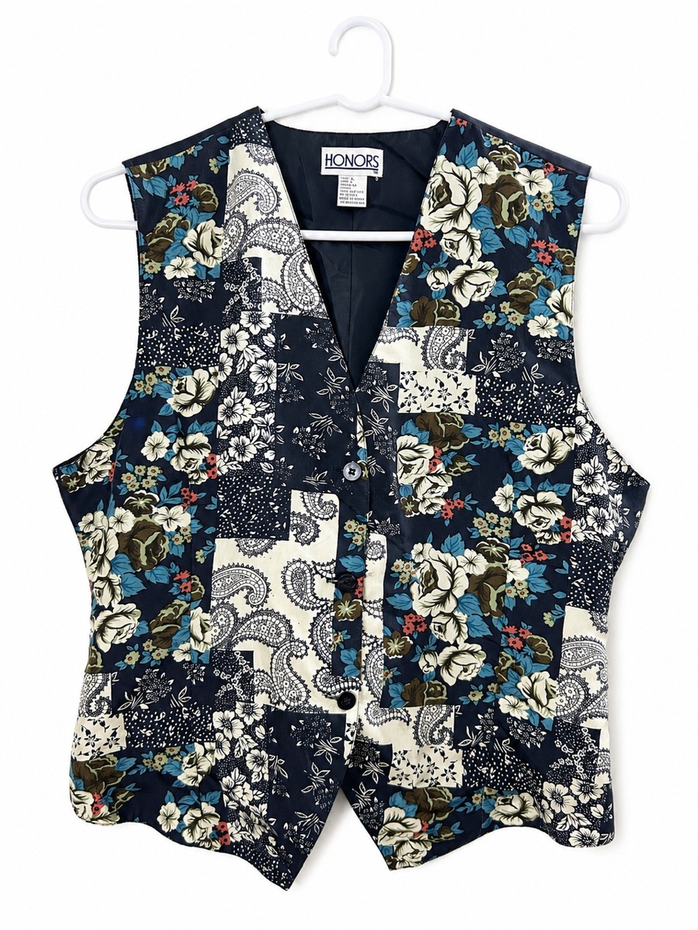 Patchwork Floral Paisley Vest Size L Cottagecore Boho Vintage Inspired